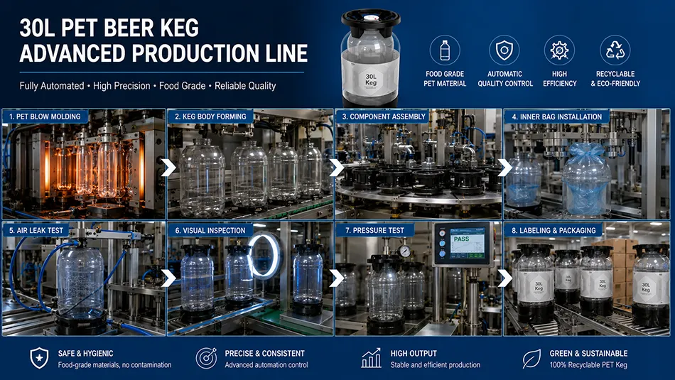 PET beer keg manufacturing production line