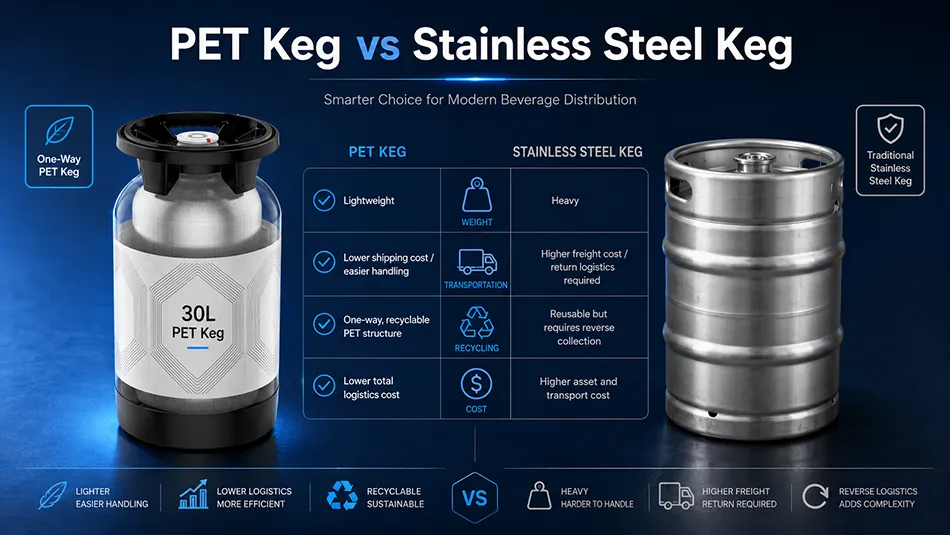 disposable PET beer keg vs stainless steel beer keg