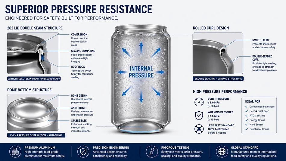carbonation pressure design for 440ml aluminum cans
