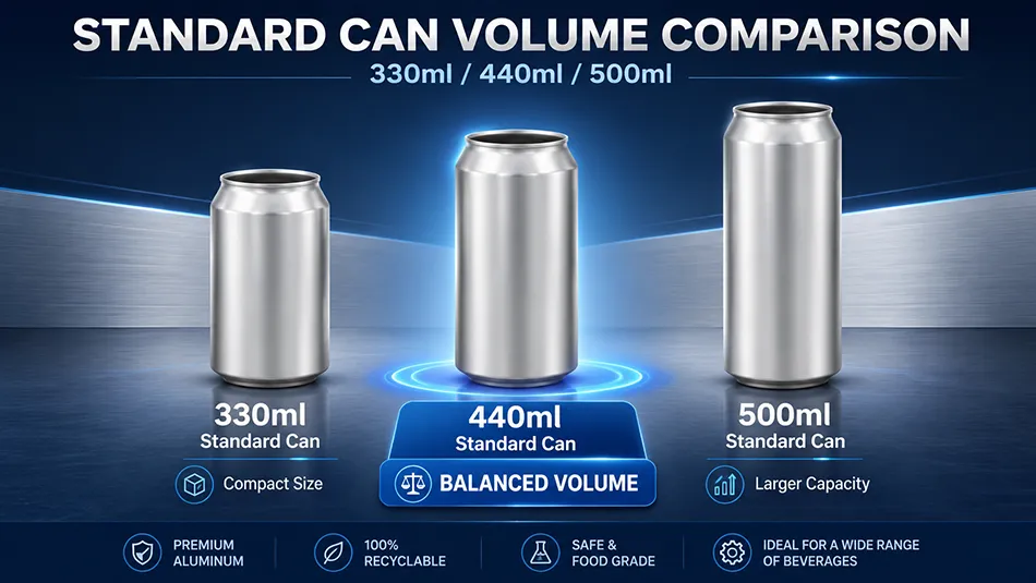 440ml aluminum can compared with 330ml and 500ml cans