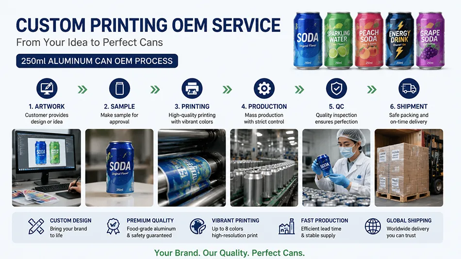 OEM production process for printed aluminum soda cans