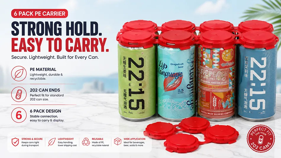 6 pack PE plastic can carrier manufacturer for 202 can ends