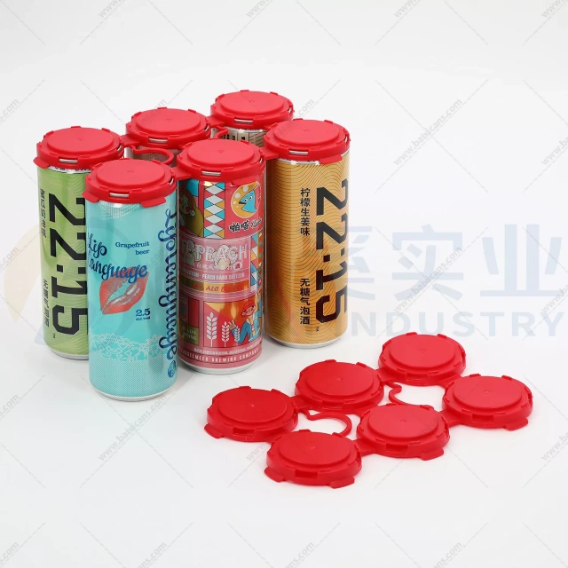 Lot de 6 porte-canettes en plastique rouge pour canettes de soda de 202 mm de diamètre