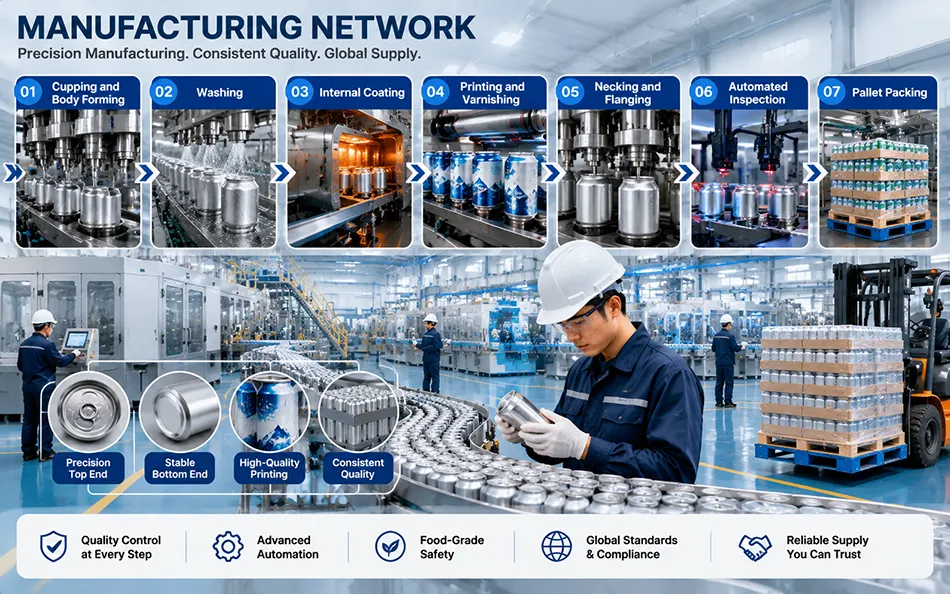 Aluminum beverage can production inspection packing and manufacturing coordination
