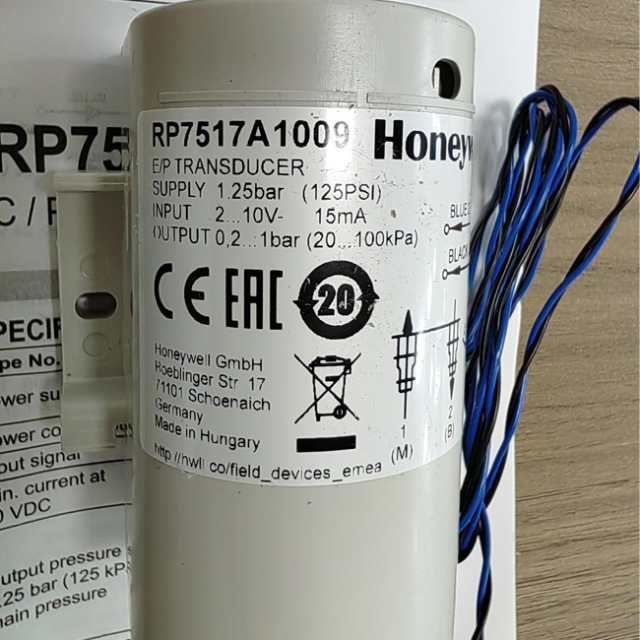 Honeywell Electronic Pneumatic Sensor Model RP7517A1009