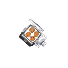 Original American MENCOM panel interface connector model DP-2-P32 with 2 duplex sockets