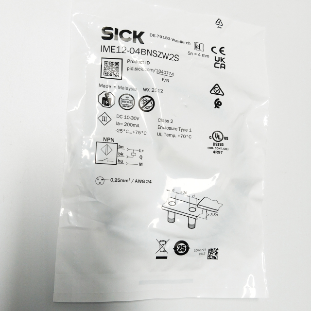 เซ็นเซอร์ตรวจจับความใกล้ชิดแบบเหนี่ยวนำของ SICK จากเยอรมัน รุ่น IME12-04BNSZW2S มีในสต็อก