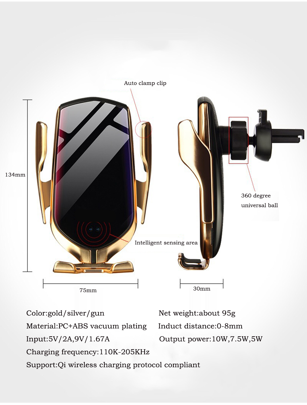 UNIVERSAL CAR HOLDER WIRELESS FAST CHARGING