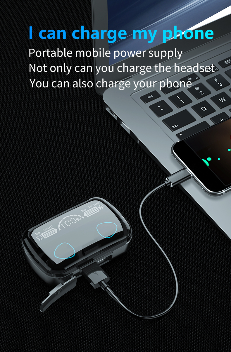 Tws M10 Wireless Earphone Sports Headset Waterproof 9d Hifi Sound Earbuds Audifonos