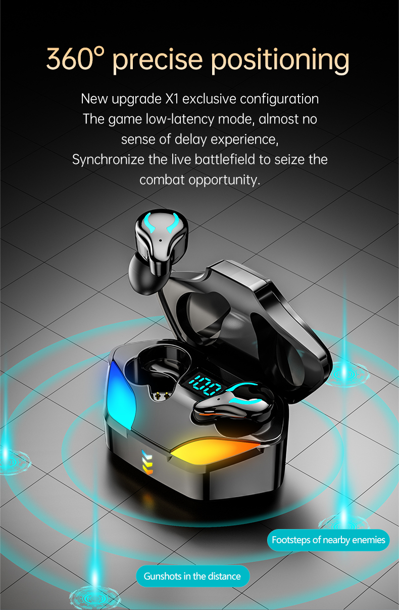 Retail Waterproof Best Quality Long Battery Cheapest Earbuds Wireless Running Black Ear Buds X1 Tws