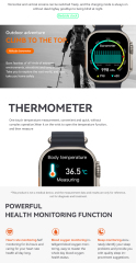 Ultra 8 series Smart Watch 49mm 2 Inch Big Screen Compass Dial Nfc Games Body Temperature Sports Fitness Smart Watch Hw68 Ultra