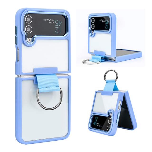 For Sam sung Z Flip 4 Phone Cover Metal Frame Transparent Acrylic For Sam sung Galaxy Z Flip 4 Phone Cover Folding Cover