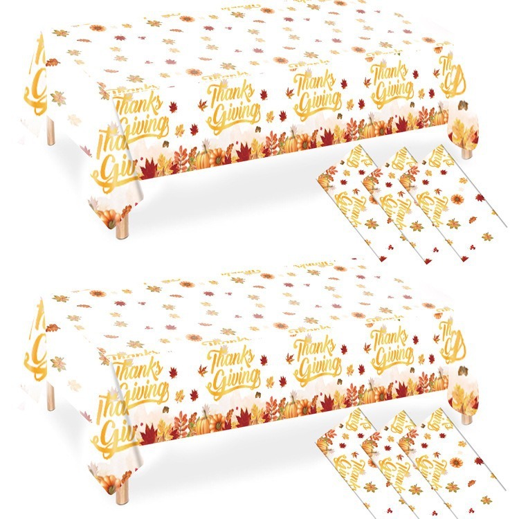 137cm*274cm Thanksgiving Day Disposable Waterproof Tablecloth（x1）