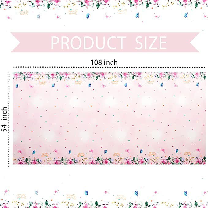 137cm*274cm Spring Flower Butterfly Disposable Waterproof Tablecloth（x1）