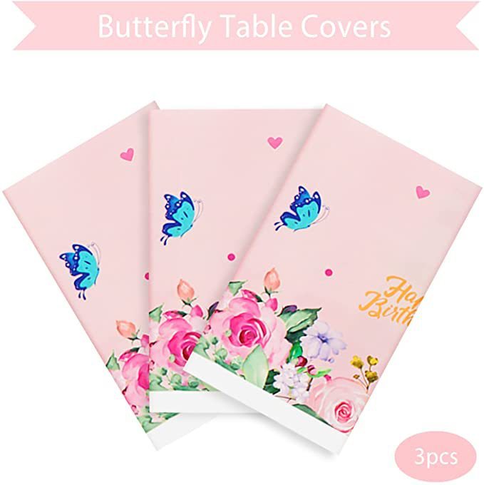 137cm*274cm Spring Flower Butterfly Disposable Waterproof Tablecloth（x1）