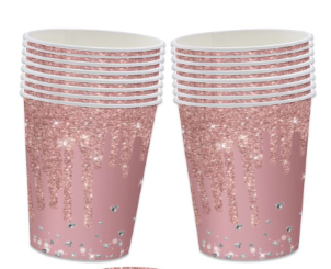 Pink Rose Gold Birthday Paper Tableware