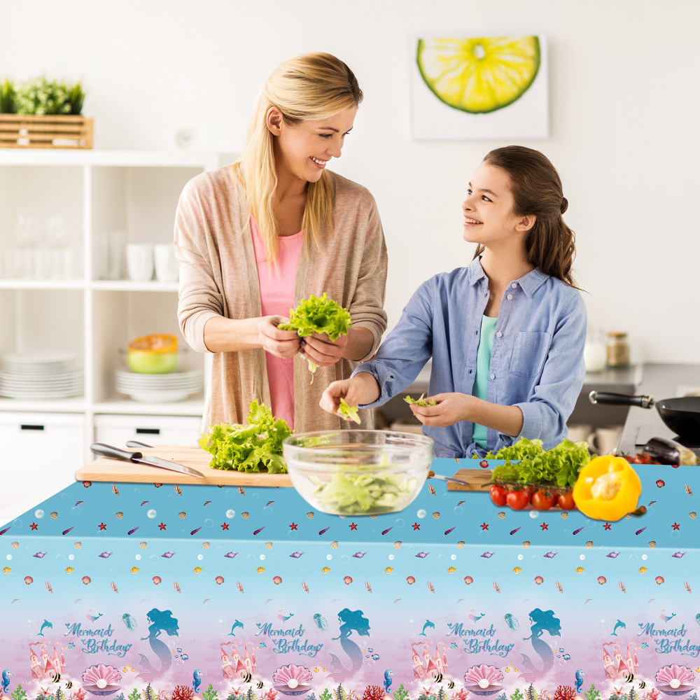 137cm*220cm Ocean Mermaid Tablecloth Tablecloth (x1)