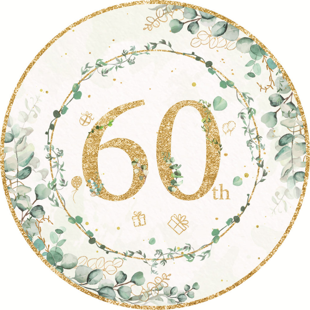 Eucalyptus Grass 60th Birthday Party Paper Tableware
