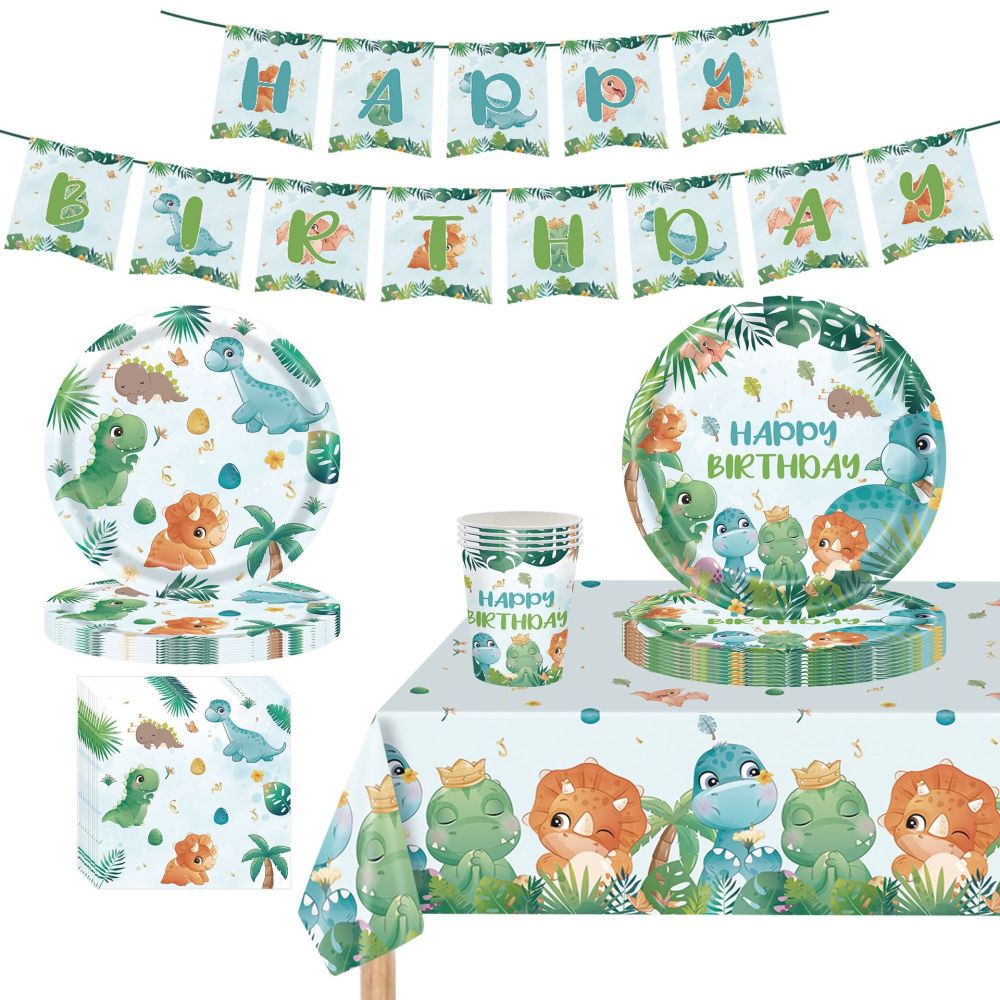 Watercolor Dinosaur Theme Paper Tableware