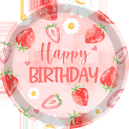 Summer Atrawberry Motif Birthday Paper Tableware