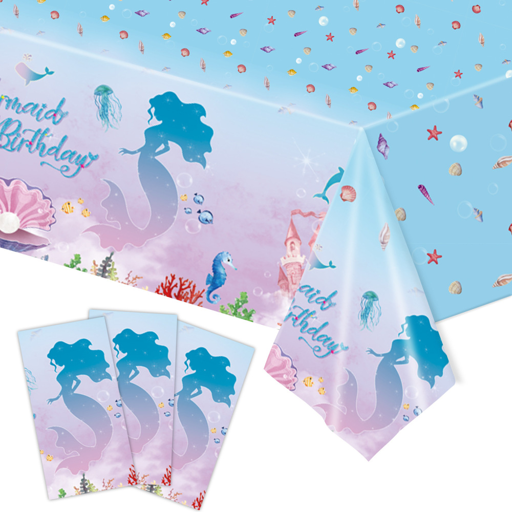 137cm*220cm Ocean Mermaid Tablecloth Tablecloth (x1)