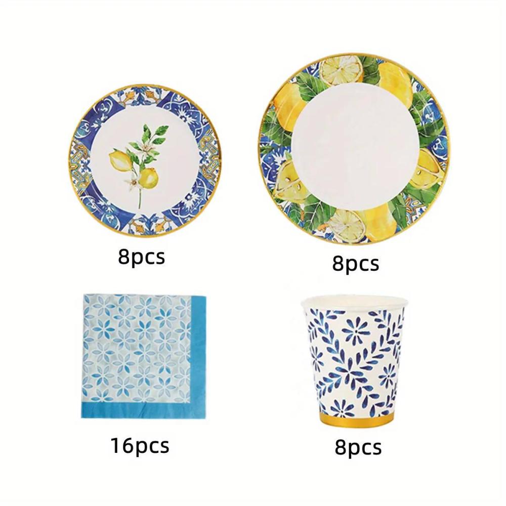 lemon Bronzing Party Tableware Set