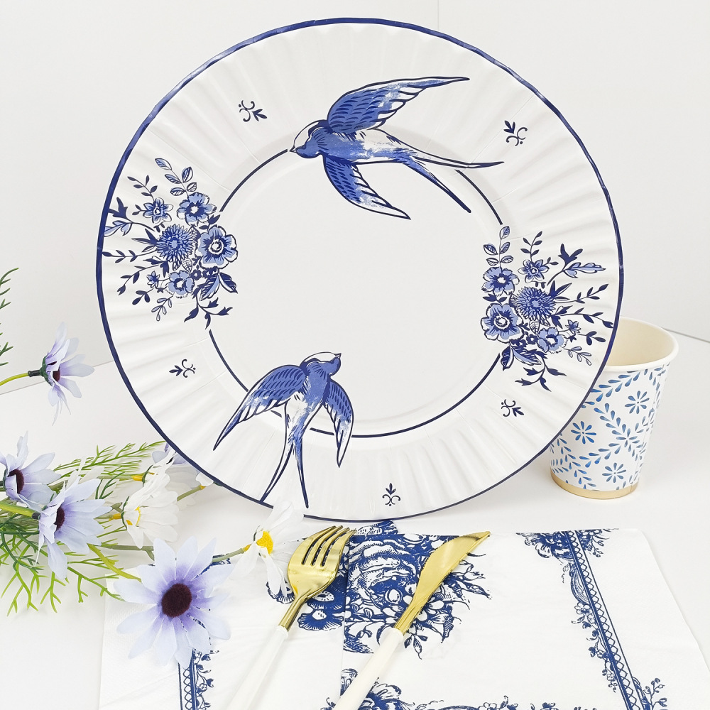 Chinese Style Blue And White Porcelain Paper Plates