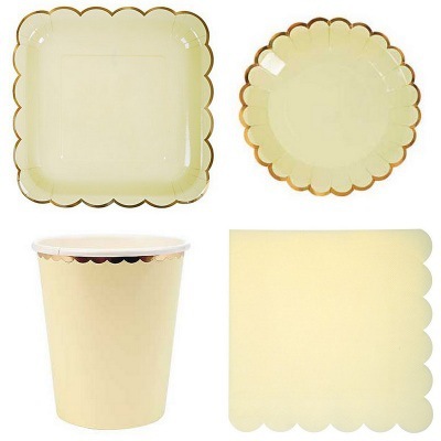 Bronzed Yellow Party Tableware Set