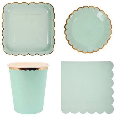 Bronzed Green Party Tableware Set