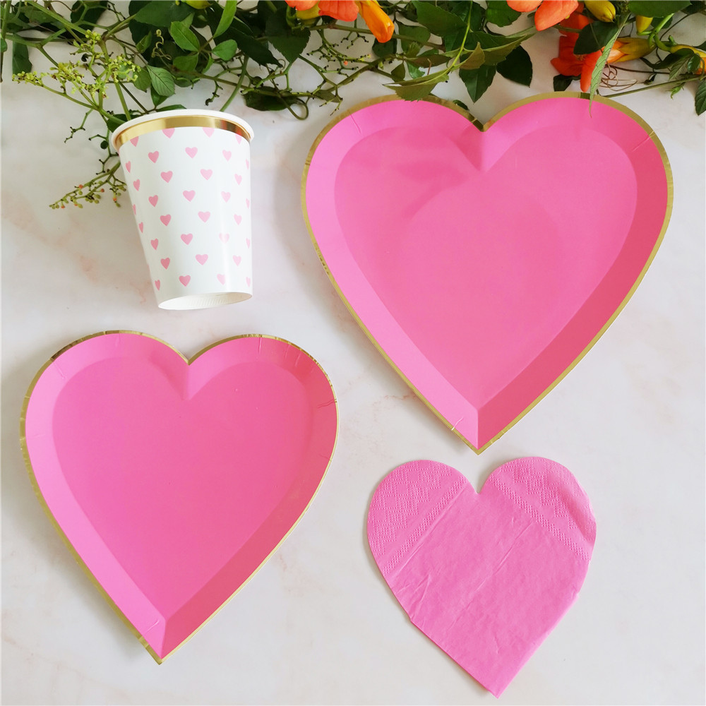 Pink Heart Disposable Tableware