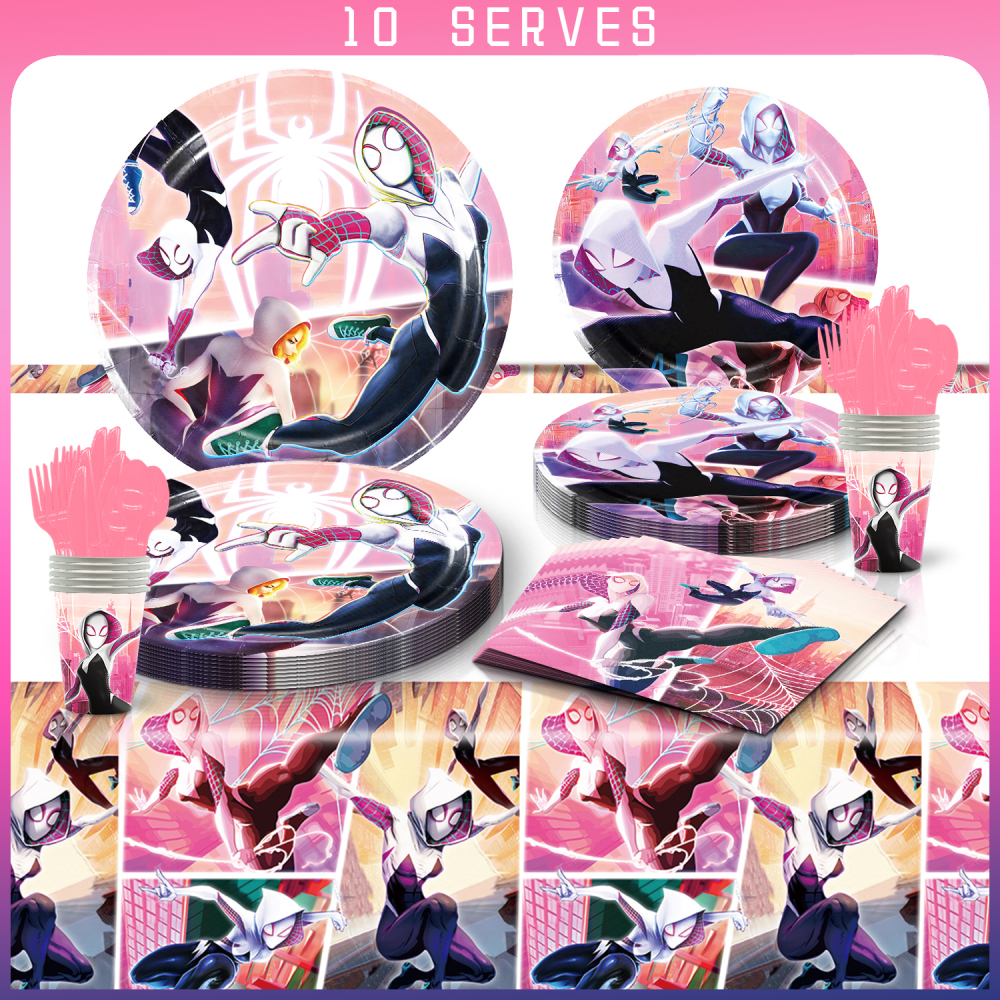 Gwen Spider-Man theme Party Tableware Set