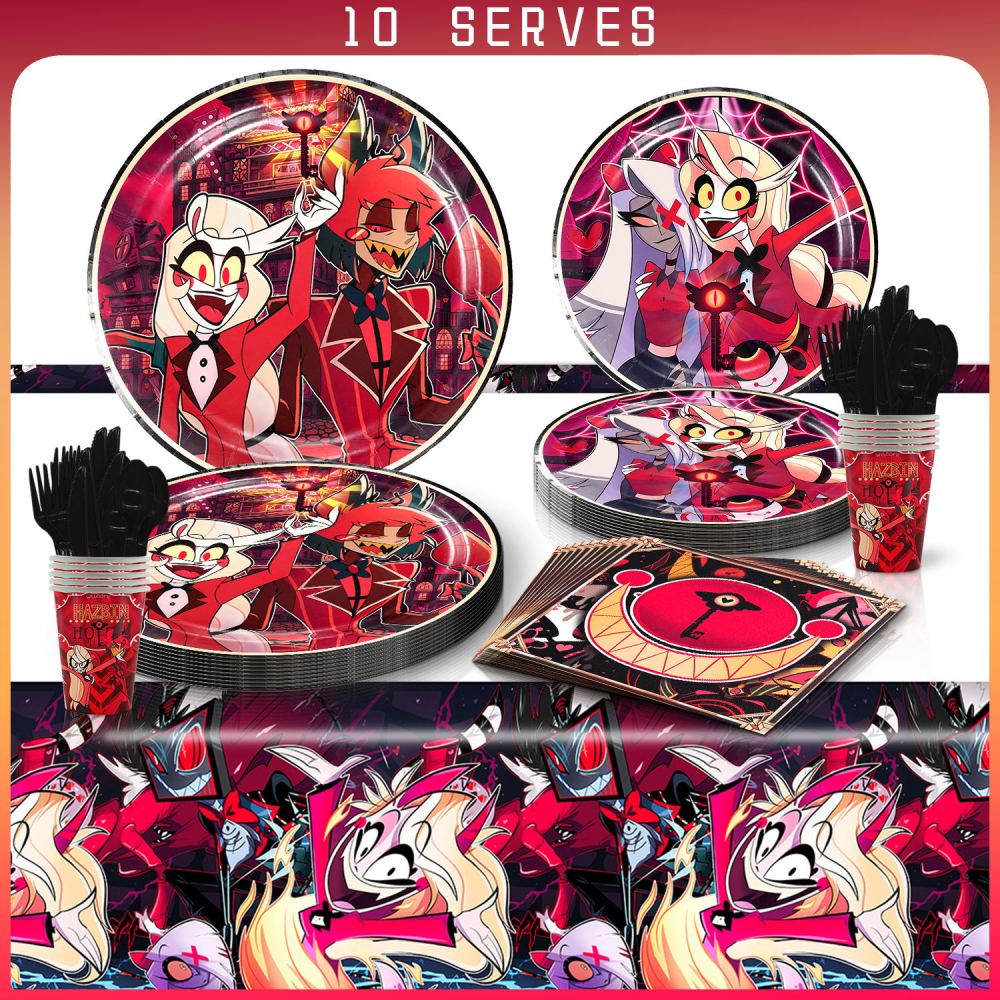 Hazbin Hotel Theme Party Tableware Set