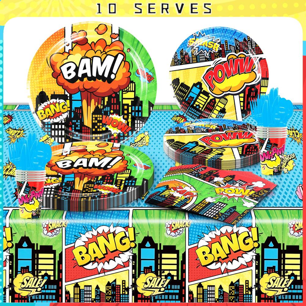 Superhero City Theme Party Tableware Set
