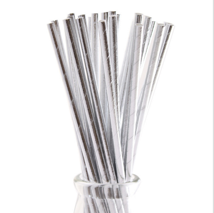 Hot stamping (silver in color)  Disposable Tableware Paper Plate Straw