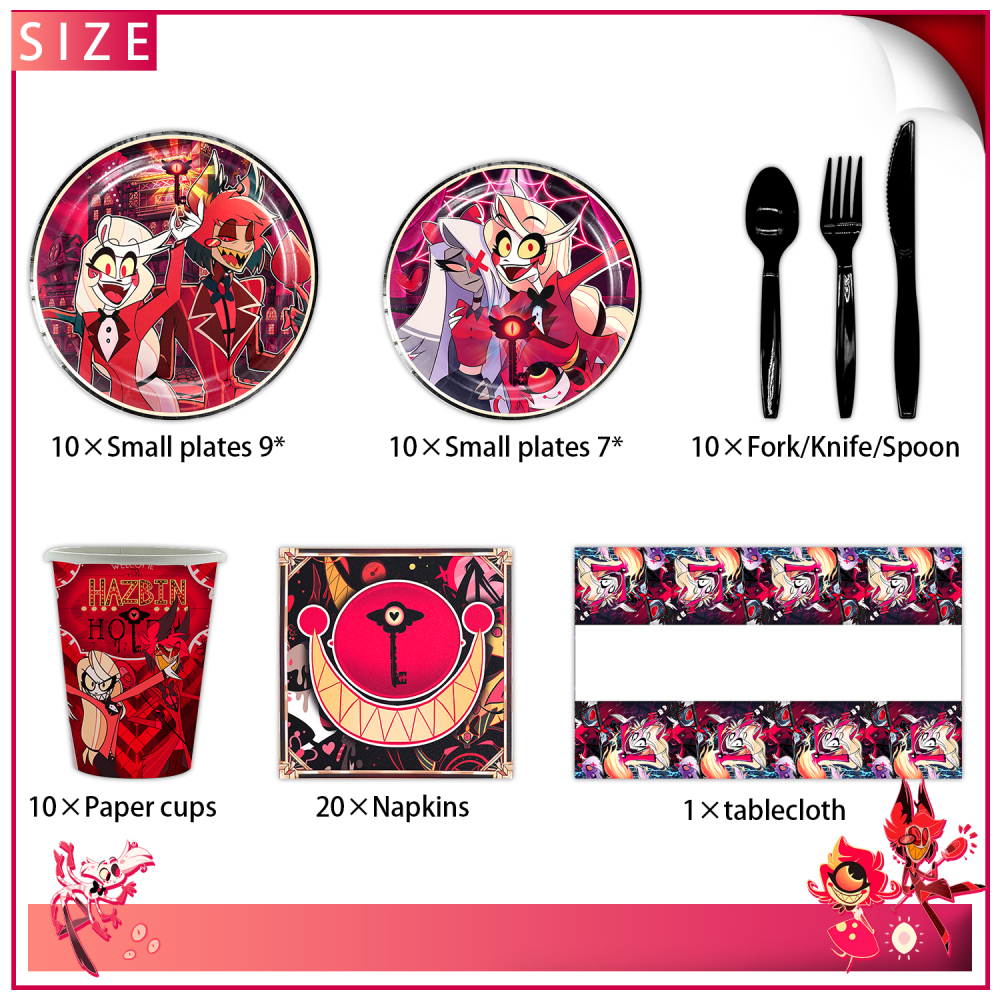 Hazbin Hotel Theme Party Tableware Set