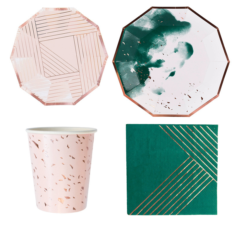 Green Ink Painting Cake Plate Party Tableware