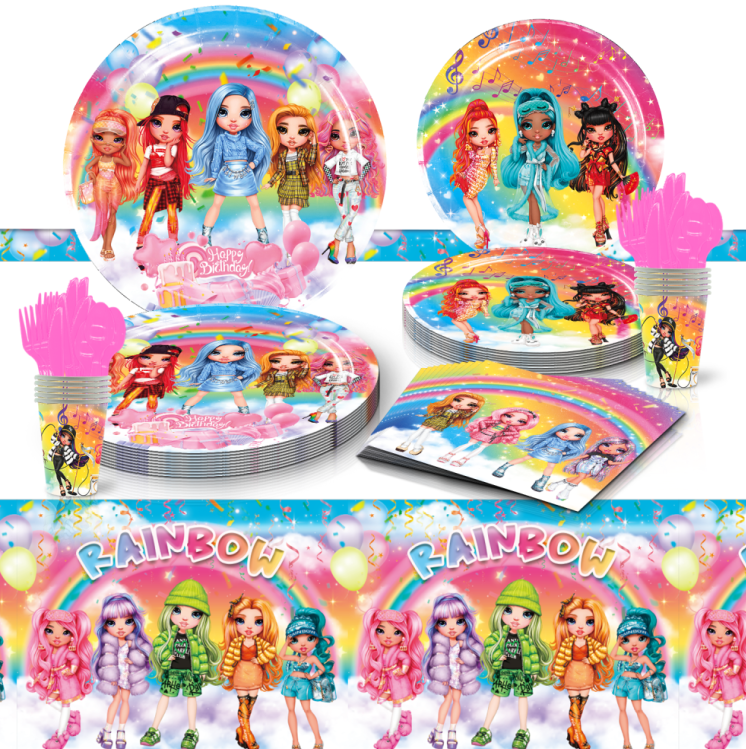 Rainbow Doll Theme Party Tableware Set