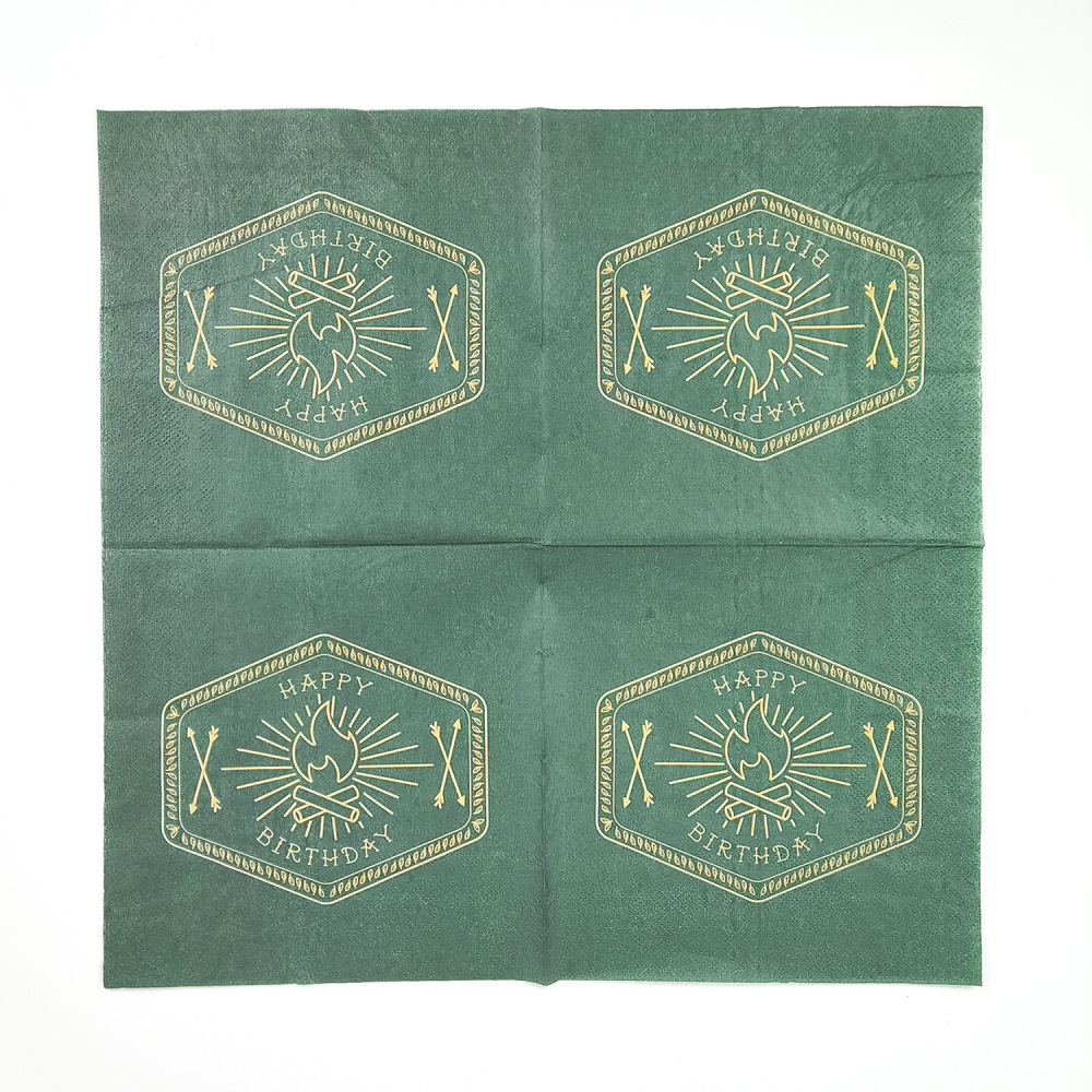Green Campfire Birthday Party Tableware
