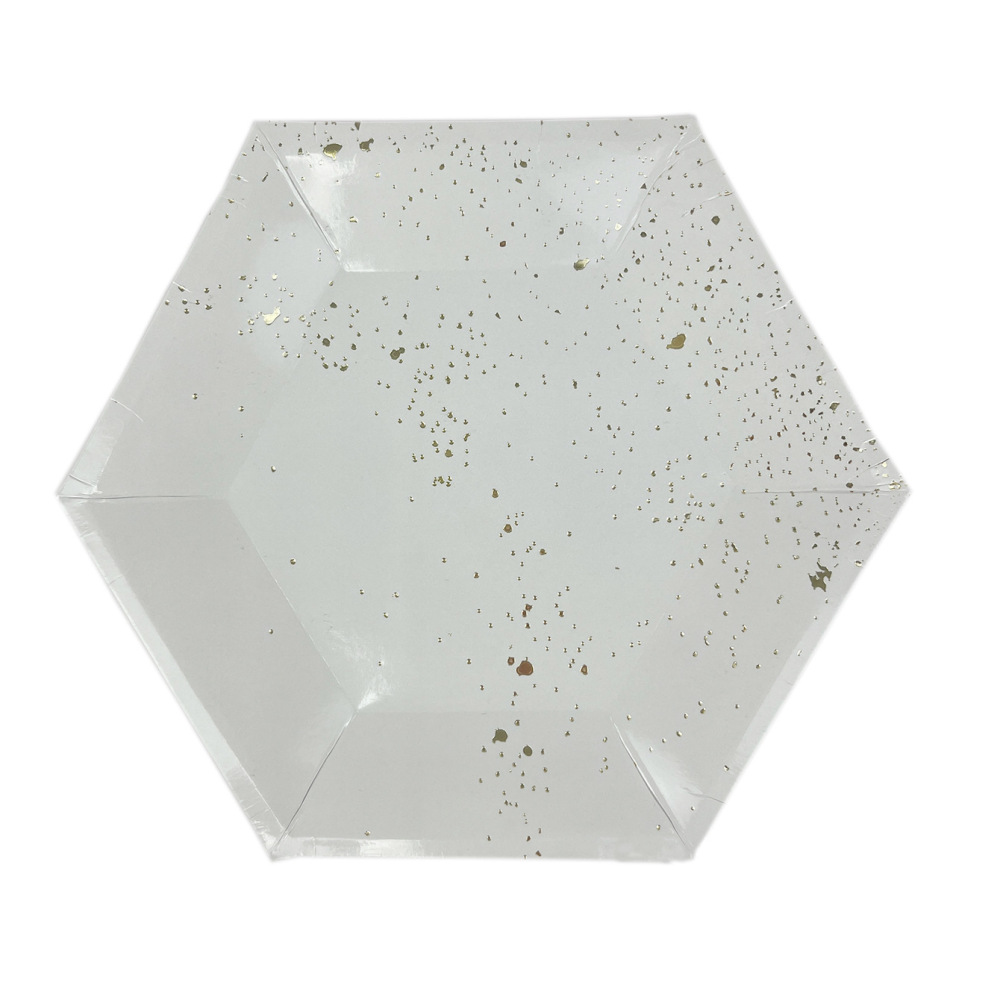 Ink Blue Hexagon Disposable Tableware Paper Plate