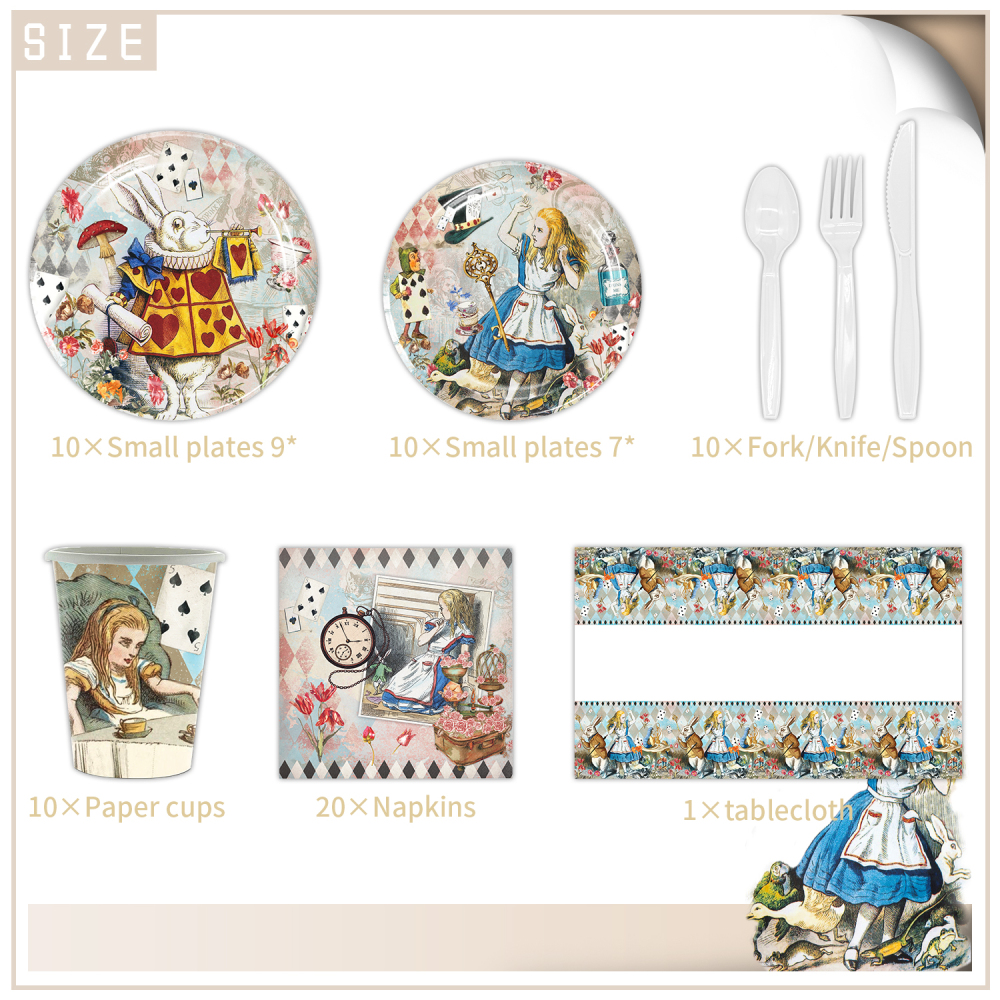 Retro Alice Theme Party Tableware Set