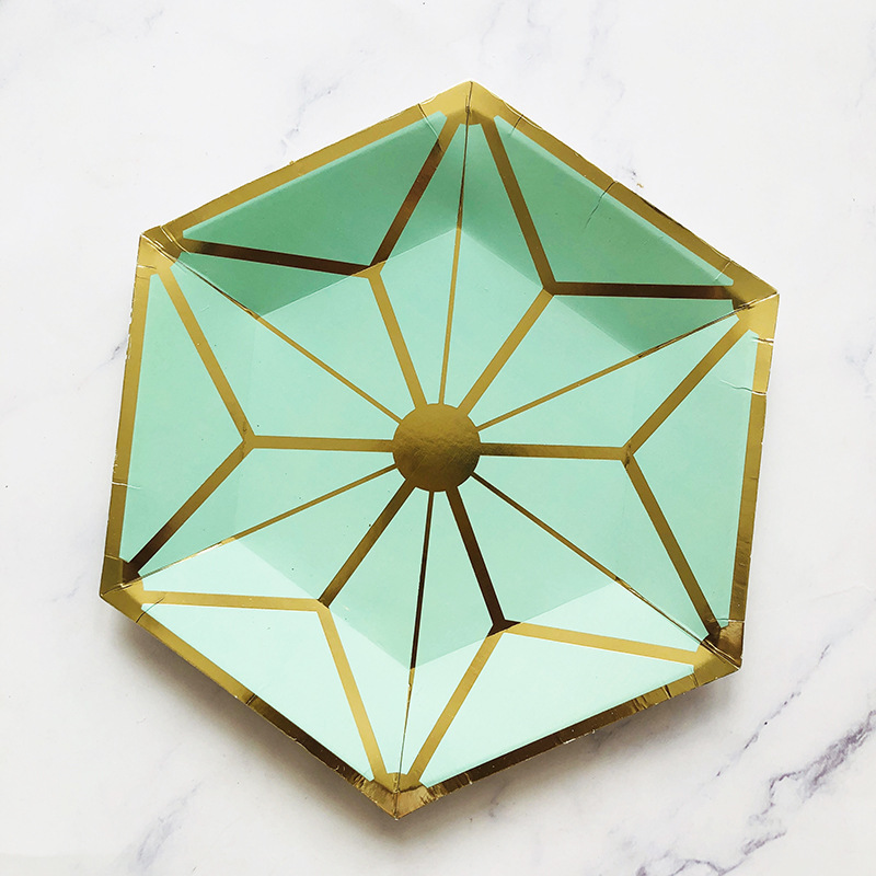 Hexagon Mint Green Party Tableware Dessert Plate