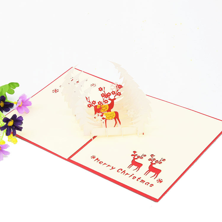 Snow Deer Christmas New Year 3D Greeting Card（x1）