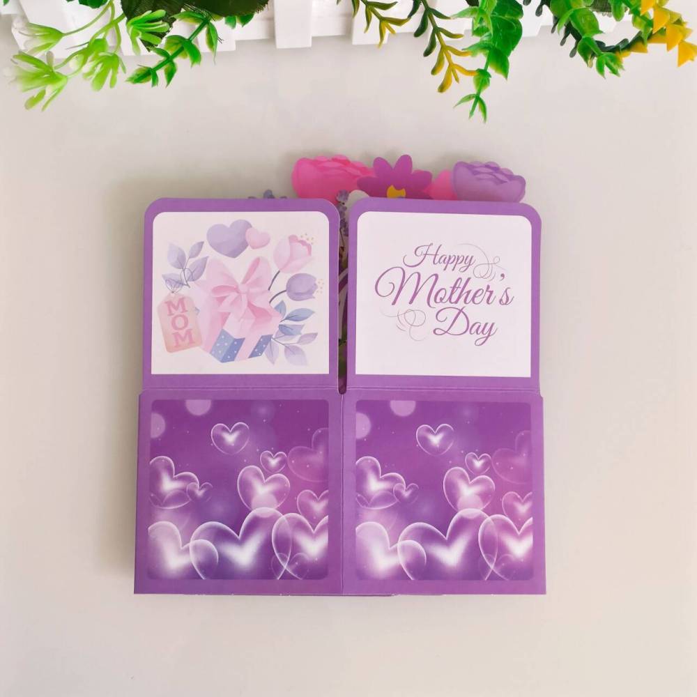 Purple Flower Mother's Day 3D Greeting Card Box（x1）