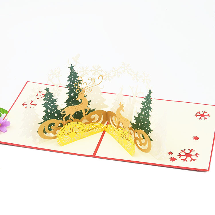 Christmas Forest Elk 3D Greeting Card（x1）