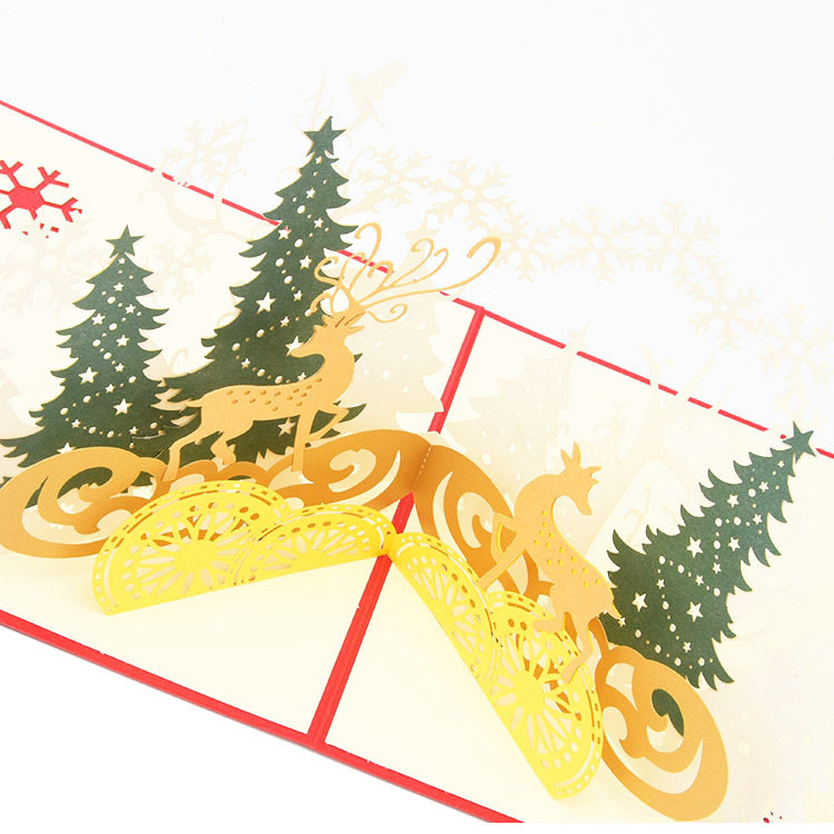 Christmas Forest Elk 3D Greeting Card（x1）