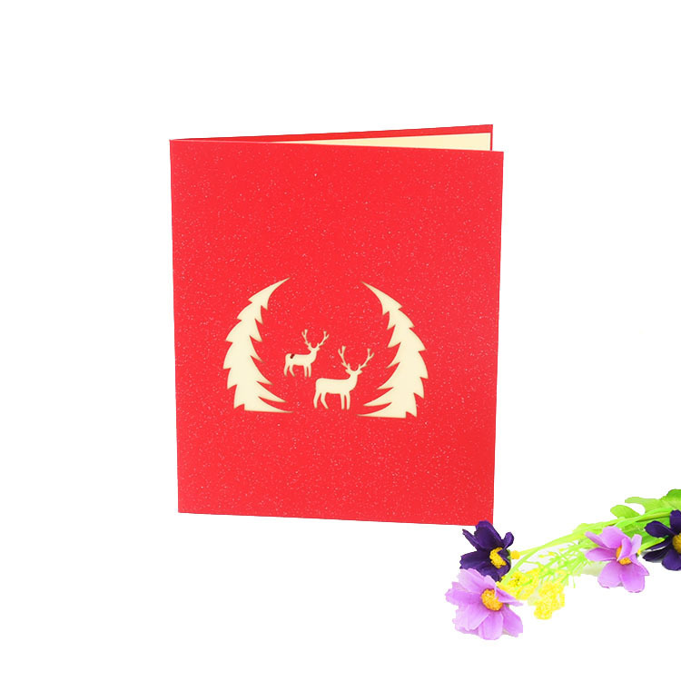 Snow Deer Christmas New Year 3D Greeting Card（x1）