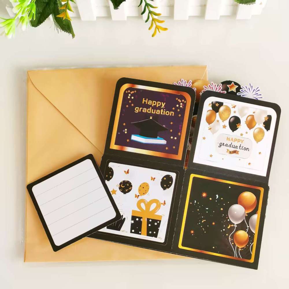 Black Gold Graduation 3D Greeting Card Box（x1）