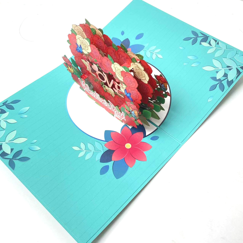 Pink Blue Valentine's Day 3D Greeting Card（x1）