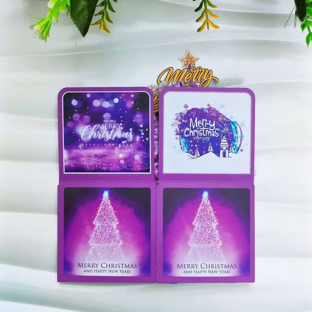 Purple Christmas Snowman 3D Greeting Card Box（x1）