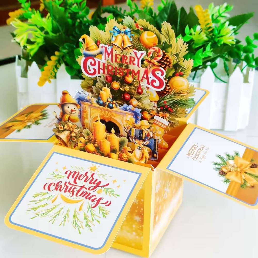 Yellow Christmas 3D Greeting Card Box（x1）